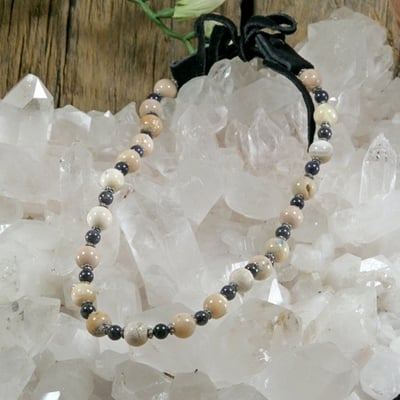 African opal and iolite necklace