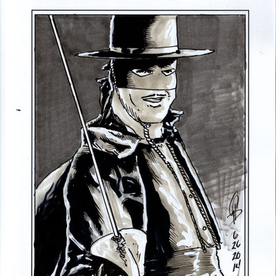 Limited numbered edition 15 of 20. derby city sketch card sketchbook - zorro cover