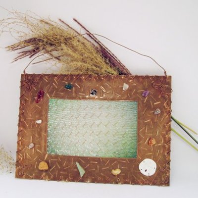 Woven waves photo in copper frame - receding waves