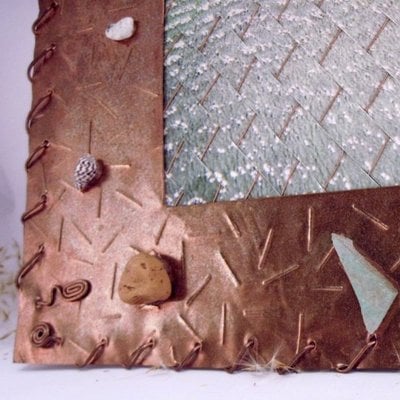 Woven waves photo in copper frame - receding waves