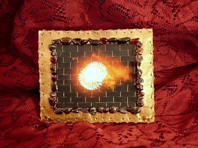 Woven Copper Photo - Red Firework with Garnet