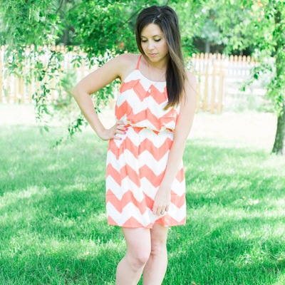 Coral chevron dress