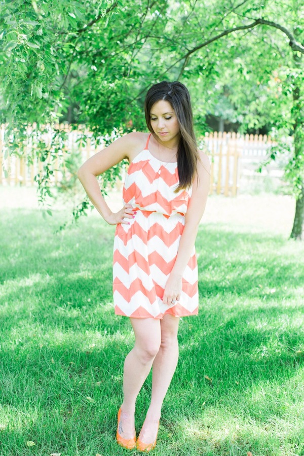 Coral Chevron Dress