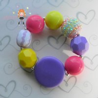 Purple Circle Pastel Chunky Necklace with Matching Bracelet/Perfect Photo Props - Thumbnail 1