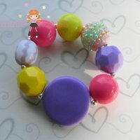 Purple Circle Pastel Chunky Necklace with Matching Bracelet/Perfect Photo Props - Thumbnail 2