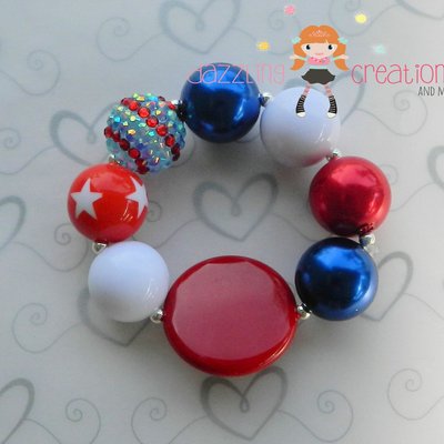 4th of july patriotic/red white blue chunky bracelet