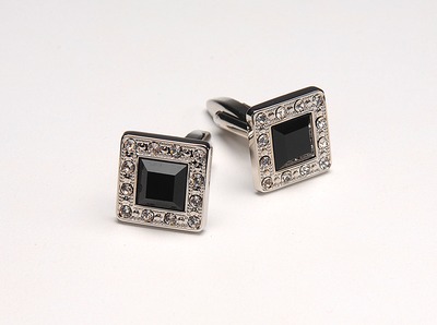 Square Black Crystal Cufflinks