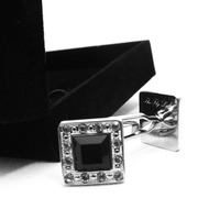 Square Black Crystal Cufflinks - Thumbnail 1