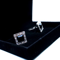 Square Black Crystal Cufflinks - Thumbnail 3