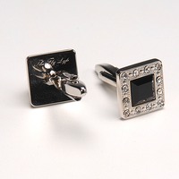 Square Black Crystal Cufflinks - Thumbnail 4