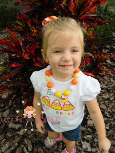 Candy corn halloween chunky necklace and hair bow/perfect photo props/costumes