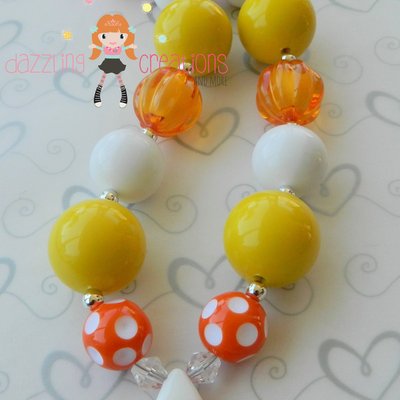 Candy corn halloween chunky necklace and hair bow/perfect photo props/costumes