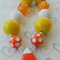 Candy Corn Halloween Chunky Necklace and Hair Bow/Perfect Photo Props/Costumes - Thumbnail 2