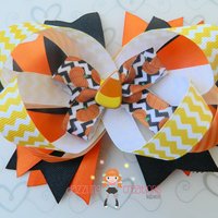 Candy Corn Halloween Chunky Necklace and Hair Bow/Perfect Photo Props/Costumes - Thumbnail 3