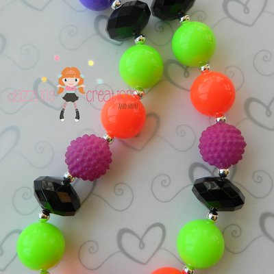 Neon green/purple/orange/halloween chunky necklace/perfect photo props/costumes