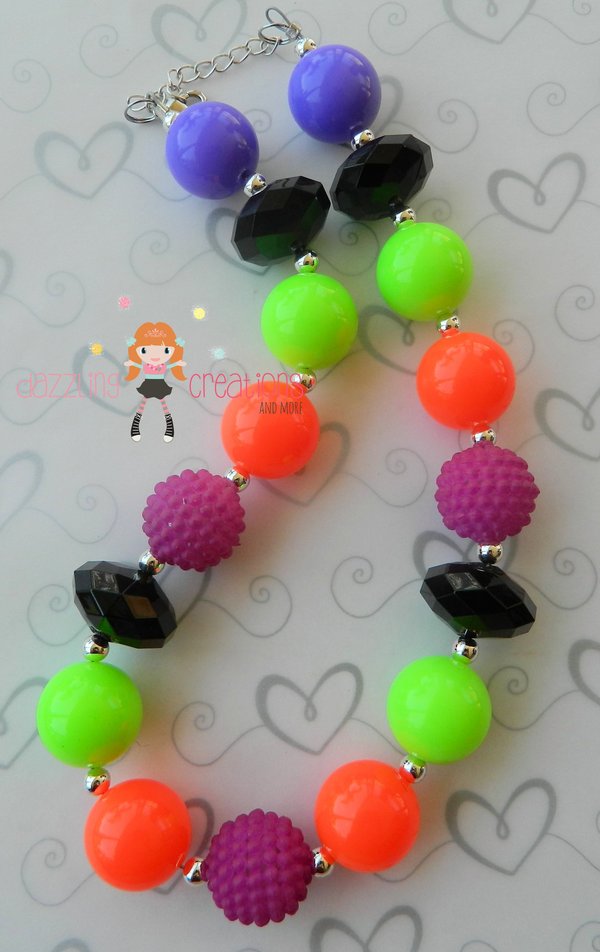 Neon Green/Purple/Orange/Halloween Chunky Necklace/Perfect Photo Props/Costumes