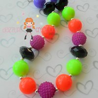 Neon Green/Purple/Orange/Halloween Chunky Necklace/Perfect Photo Props/Costumes - Thumbnail 1
