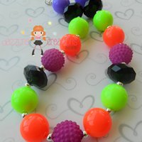 Neon Green/Purple/Orange/Halloween Chunky Necklace/Perfect Photo Props/Costumes - Thumbnail 3