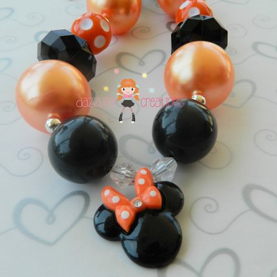 Minnie/black/orange/halloween inspired chunky necklace/perfect photo props/costumes