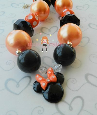 Minnie/black/orange/halloween inspired chunky necklace/perfect photo props/costumes