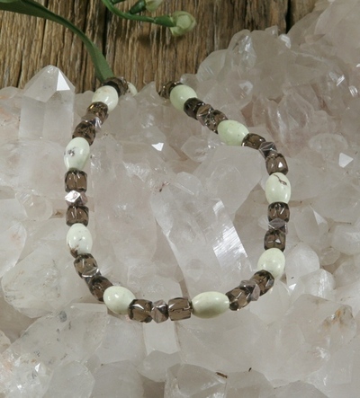 Lemon Chrysoprase and Smokey Quartz Necklace