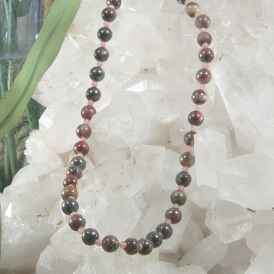 Tiger iron and rhodochrosite necklace - Thumbnail 1