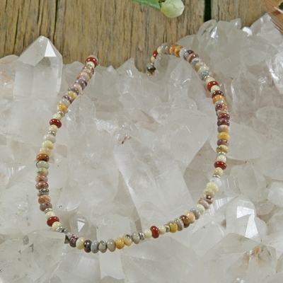 Crazy lace agate, red jasper and riverstone necklace - Thumbnail 4