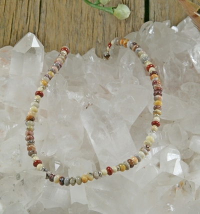 Crazy Lace Agate, Red Jasper and Riverstone Necklace