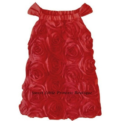 Children's clothing summer fashion red three-dimensional roses dress, baby girl's princess dresses