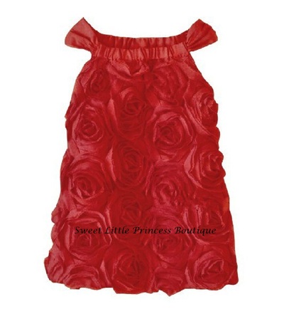 Children's clothing summer fashion red Three-dimensional roses dress, baby girl's princess dresses
