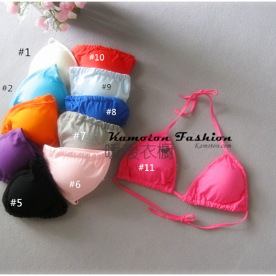 Colorful candy drawstring lacing round neck hanging bra