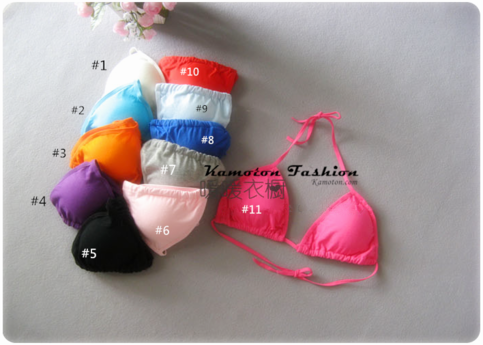 Colorful Candy Drawstring Lacing Round Neck Hanging Bra