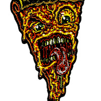 PIZZA FACE PATCH iron on ready embroidered color - Thumbnail 1