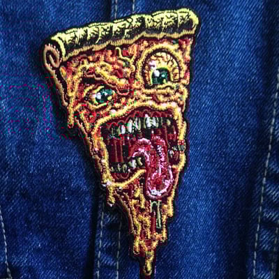 Pizza face patch iron on ready embroidered color