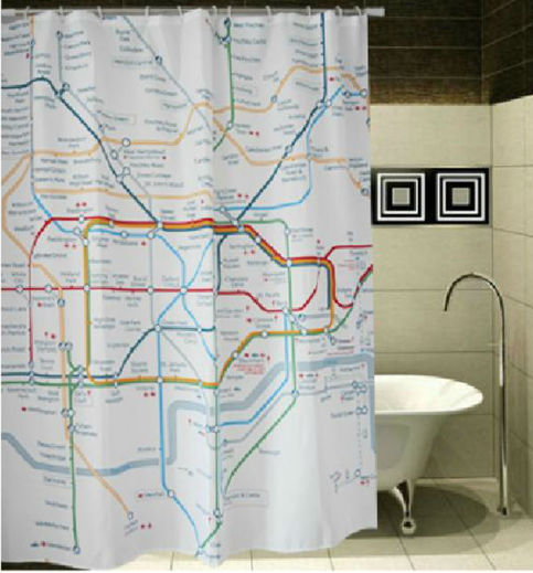 LONDON SUBWAY MAP 180x180cm Polyester Shower Curtain Cool Design