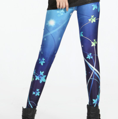 Blue flower cosmic tights