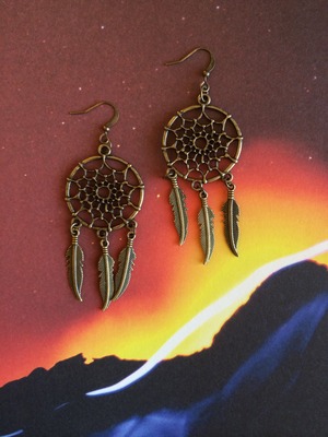 Dream Catcher Earrings in Brass
