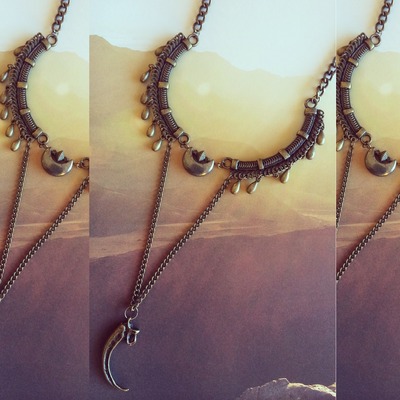 Moon Talon Necklace in Brass