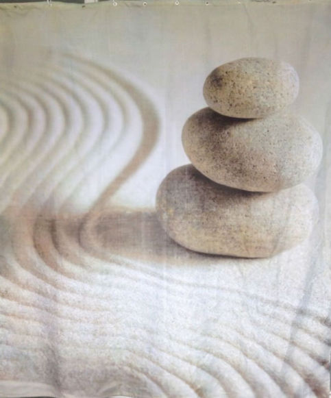 STONE & BEACH Design 180x200cm POLYESTER Bathroom Use SHOWER CURTAIN 