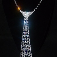 Large Rhinestone Tie Necklace - Thumbnail 1
