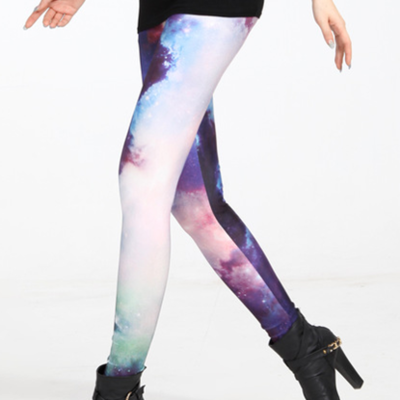Purple and white cosmic tights
