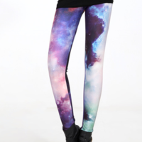 Purple and White Cosmic Tights - Thumbnail 1