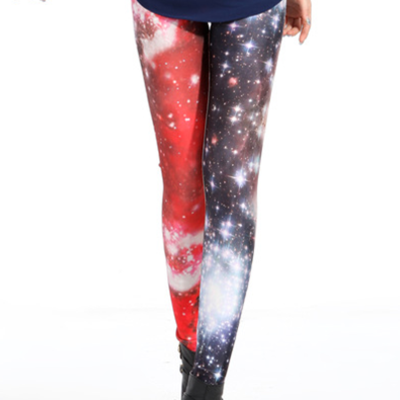 Red starry cosmic tights