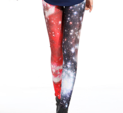 Red starry cosmic tights