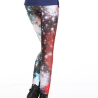Red Starry Cosmic Tights - Thumbnail 1