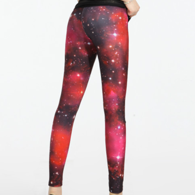 Red subdued starry cosmic tights