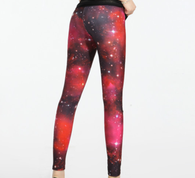 Red subdued starry cosmic tights