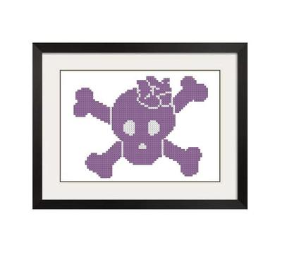 ALL STITCHES - GIRLIE SKULL CROSS STITCH PATTERN .PDF -495