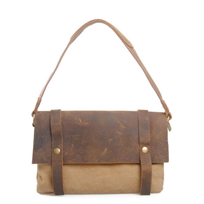 Nice pink leather canvas messenger bag