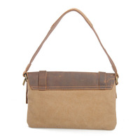 Nice Pink Leather Canvas Messenger Bag - Thumbnail 1